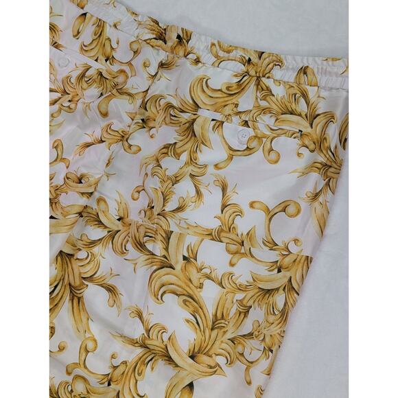 Gold 44W Baroque Style Print Elastic,Button, & Zip Shorts by Cigar Couture - Picture 10 of 11